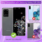 [2+2 Pack] Lesakit Anti-Blue Light Privacy Screen Protector for Samsung Galaxy S20 Ultra 6.9 inch with 2 Pack Camera Lens Protector, [Support Fingerprint ID] Anti Spy TPU Flexible Screen Protector-