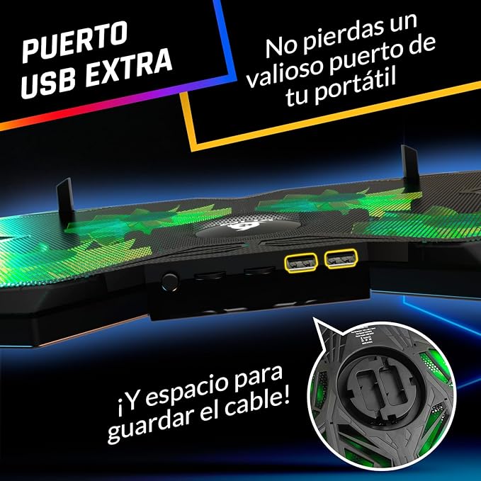 KLIM Wind Laptop Cooling Pad - Support 11 to 17 Inch Laptops, PS4-4 Fans - Light, Quiet, Powerful Cooling - Gamer USB Slim Portable Laptop Stand - New 2021 Version - Green