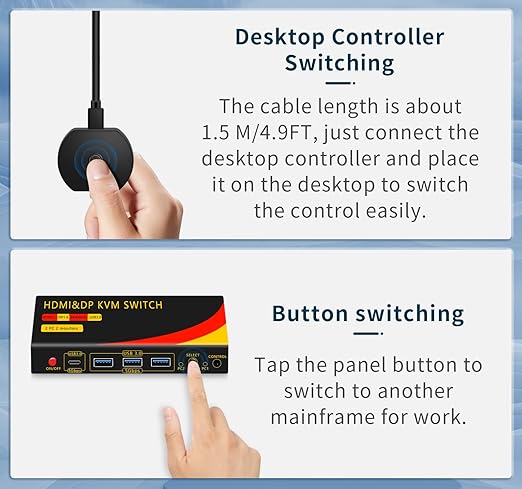 DP hdmi kvm Switch 2 Monitors 2 Computers Display Port,kvm Switch displayport with DP and HDMI kvm switches,8K@60HZ,USB3.0 with 1 USB C