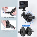 Suction Cup Mount for Action Cameras iPhone - ULANZI SC-01 3in Pump-actived Vacuum Suction Mount Magic Arm Phone Holder Action Cam Adapter Car Boats Windshield Window Mount for Action Cameras