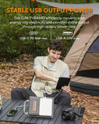 Lumopal Portable Solar Charger 99.9 Wh Battery Bank Equipped with 24W Foldable Solar Panels and 600 Lumen Adjustable LED Camping Light, 65W PD USB-C, 22W QC3.0 USB A Output for Outdoor