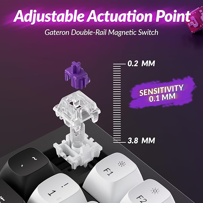 Keychron Q3 HE Wireless Custom Mechanical Keyboard, 2.4 GHz/Bluetooth/Wired QMK Rapid Trigger 80% TKL Hot-Swappable Programmable RGB Gateron Double-Rail Magnetic Switches for Mac Windows, Carbon Black