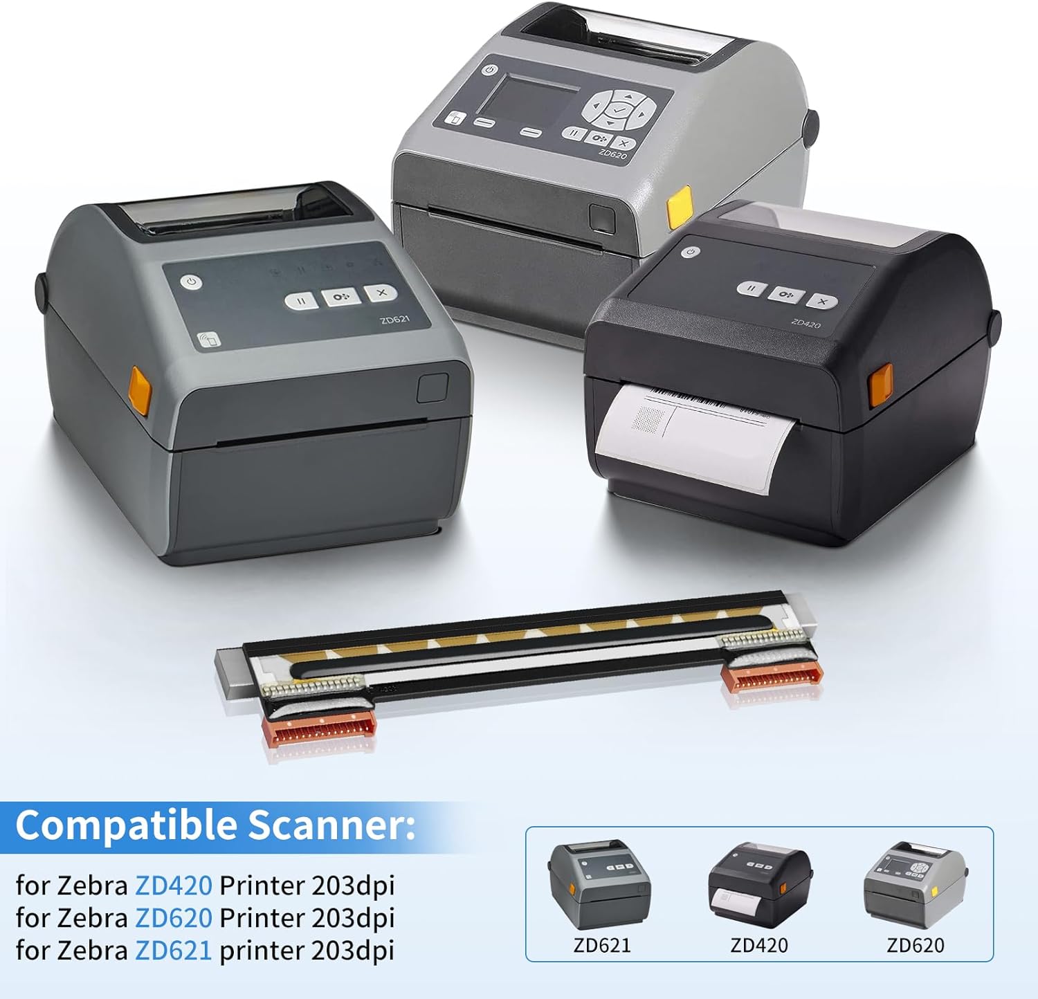 P1080383-226 Printhead Replacement [New Version 2025] for Zebra ZD420 ZD620 Print Head Thermal Desktop Printer Printhead Kit 203dpi P1080383-415 (Not for 300dpi)