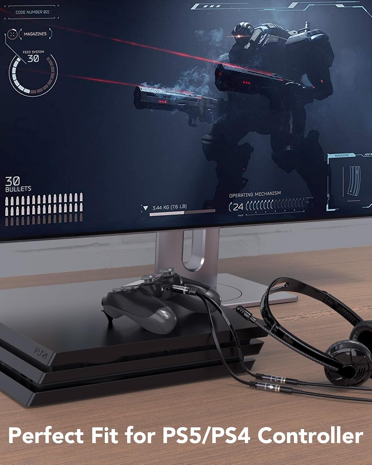 KINGTOP Headset Splitter, 3.5mm Headphone Mic Splitter Cable for Headset with Separate Stereo Audio & Microphone Jacks (Not for Dual Audio Jacks)