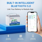 Redodo Smart Bluetooth 12V 50Ah LiFePO4 Lithium Battery for Trolling Motor, Low-Temp Protection, 10 Years Lifetime, Lightweight & Portable Perfect for RV, Solar, Boat Marine and Camping