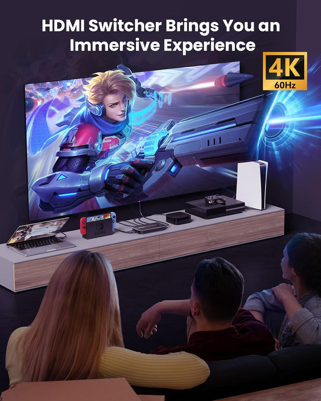 HDMI Splitter with Remote, 5 in 1 Out 4K@60Hz Elepode HDMI Switch, HDMI 2.0 Switch Box Hub for 3D, HDCP2.2, HDR, Compatible with Xbox, PS5/4/3, Fire Stick Roku Blu-Ray Player