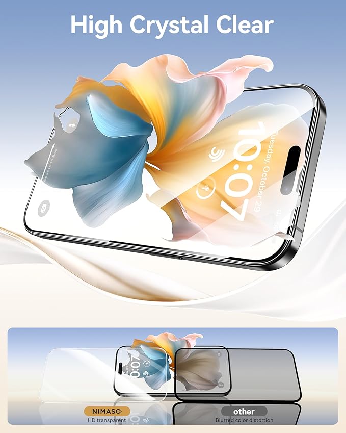 NIMASO for iPhone 16/15 Screen Protector, 3 Pack Tempered Glass Screen Protector for iPhone 16, Automatic Dust Removal, Instant Installation,HD Clear, 9H Hardness Shockproof(6.1 inches)