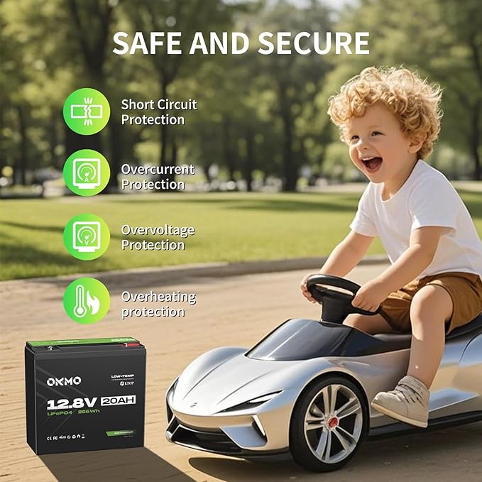 12V 20Ah Lithium LiFePO4 Battery, 4000+ Deep Cycles Rechargeable Battery for Kayak Fish Finder, Power Wheels Toys, Scooter