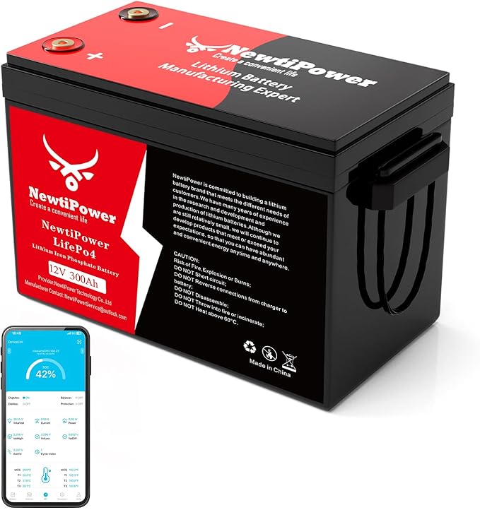 12V 300Ah Golf Cart Lithium LiFePO4 Battery with 200A BMS Grade A Cells Deep Cycle Rechargeable Battery,10000+ Cycles,Perfect for Golf Cart,Off Grid Applications (12.8V 300Ah-BLU)