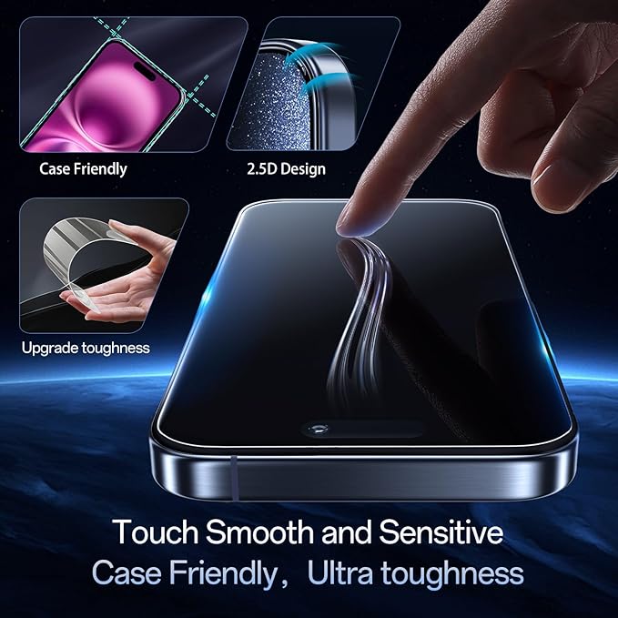 Screen Protector for iPhone 16 Plus&15 Plus[6.7 Inch],3RD Colorless Anti-Blue Light Tempered Glass Films,HD Clear, 9H Hardness, No Bubbles, Case Friendly 2 Pack