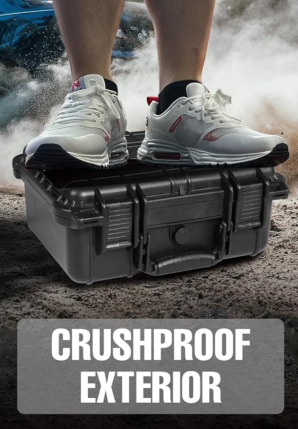 14x 11.5x 6.5 Inch Hard Case, Portable Weather Waterproof Protective Camera Case with Customizable Foam, Fit Use of Drones, Camera, Equipments, Black，upgraded