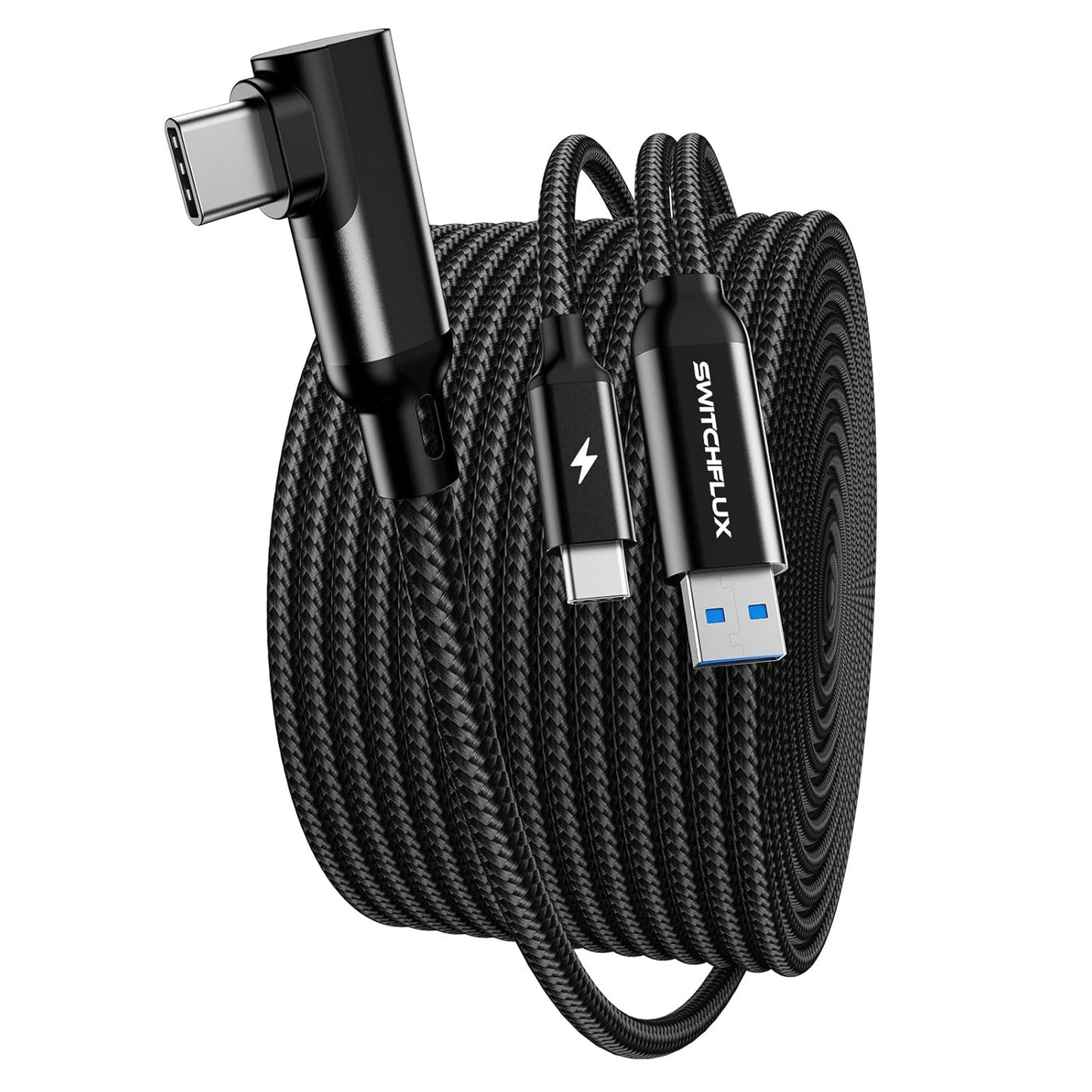 16FT VR Charging Link Cable | USB 3.0 High-Speed Data & Charge for Meta Quest 3S/3/2/Pro, Pico 4 and PC/SteamVR USB-C Charger Cord for VR Headset - Black