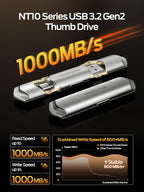 MOVE SPEED USB Drive 2TB External SSD 1000MB/s USB 3.2 Gen2+USB C Dual Ports Portable Zinc Alloy Thumb Drive Stick, External Drive with Metal Casing for iPhone 15/16/17 Series/Mac/Android Phone