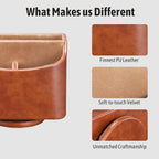 Remote Control Holder, Spinning Desk Organizer, Nightstand Bedside Caddy for TV Remotes/Tablets/Phones/Eyeglasses/Books/Pens - Brown