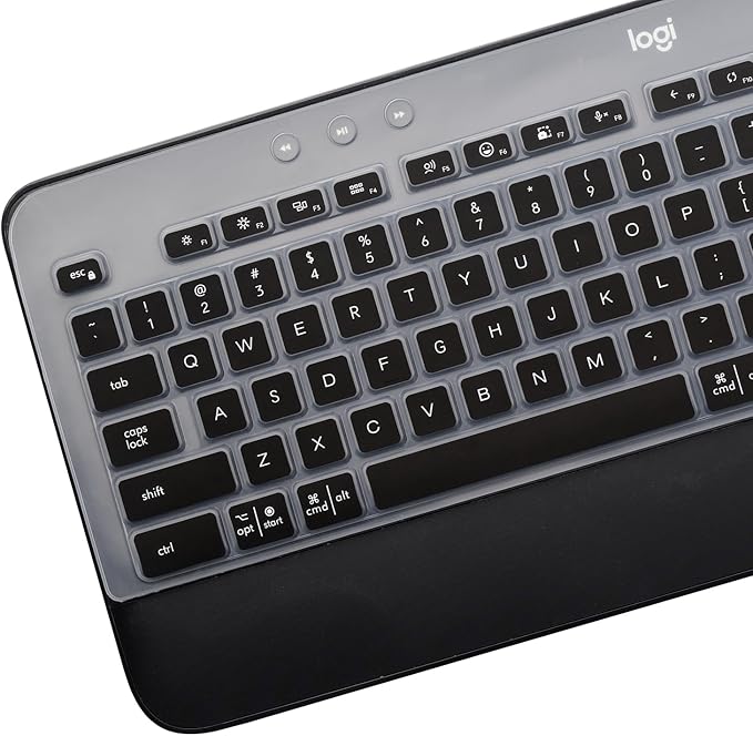 Keyboard Cover Skin for Logitech MK545 MK540 Wireless Keyboard, Logitech MK545 Keyboard Protector, Logitech MK540 Ultra Thin Desktop PC Silicone Clear Keyboard Skin Protector-Black