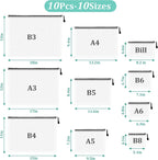 10pcs Mesh Zipper Pouch Bags, 10 Sizes Zipper Bags for Organizing, Mesh Bags With Zipper, Plastic Zipper Pouches, Black Zipper Pouches for Puzzle, Board Game Storage, Travel Pouch