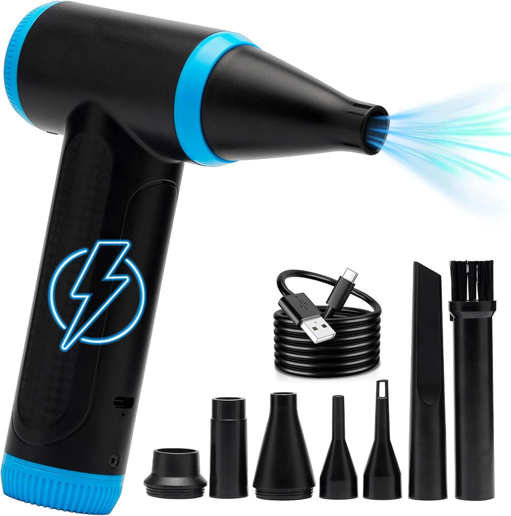 Compressed Air Duster 150000 RPM - Computer Keyboard Cleaner - Jet Dry Mini Air Blower Gun for Car Drying - Electric Canned Air Duster for Computers - Portable Car Dryer Air Blower Fan