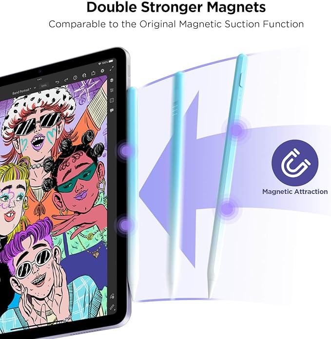 Stylus Pencil for iPad 2018-2024, 15Mins Fast Charge, Palm Rejection, Tilt Sensitivity - Compatible With iPad 10/9/8/7/6, Pro 12.9"/11"/13" M4, Air 5/4/3/11"-13" M2, Mini 6/5