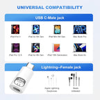 USB C to Lightning Headphone Audio Adapter, 3-in-1 Type C Male to Female Lightning Earphone Converter with Charge/Data Transfer,Compatible with iPhone 16/15 Plus/Pro/Max, iPad Pro/Air 6/5/4