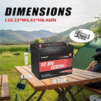 12V 100Ah Mini LiFePO4 Lithium Battery, Built-in 100A BMS,1280Wh Deep Cycle Rechargeable Battery 6000+ Cycles 10-Year Lifespan for RV, Solar, Marine and Home Energy Storage