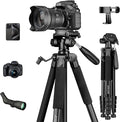 JOILCAN 75" Camera Tripod, Tripod for Camera Cell Phone, Aluminum Heavy Duty Tripods Stand, Tall Travel Tripods with Carry Bag Compatible with iPhone Canon Nikon DSLR Camera Laser Projector