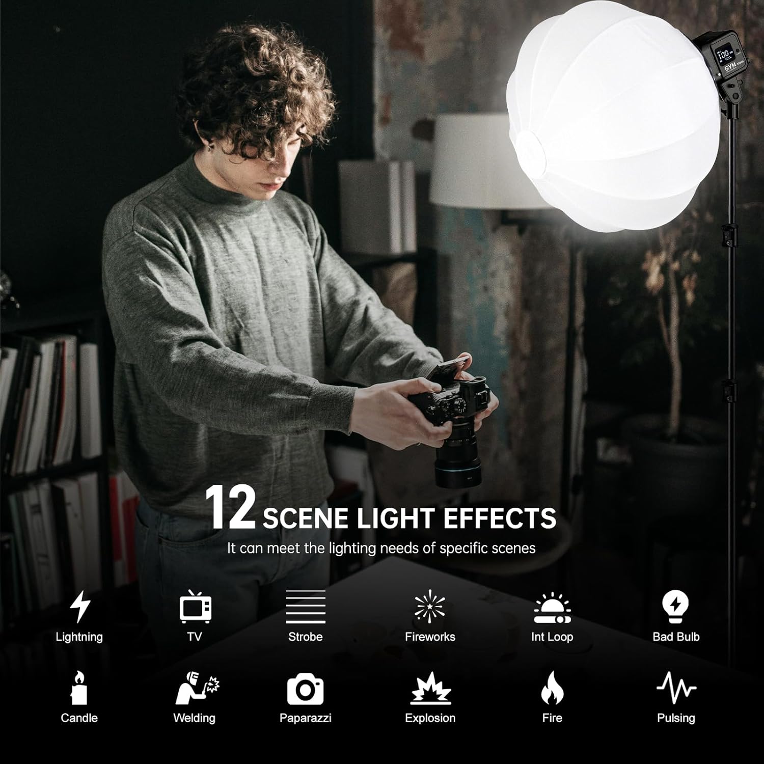 GVM 80W SD80S LED Video Light with Lantern Softbox and Tripod Stand Kit, 5600K Daylight Bowens Mount Studio Light, COB Continuous Output Lighting for Video Recording, APP Control, 12 Scenes, CRI97+