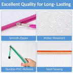 Sooez 24 Pack Super Large Mesh Zipper Pouch Bags, A3 (16.5×11.7 in) Storage Bags with Label Pocket, Reusable Zipper Pouches for Classroom Organization