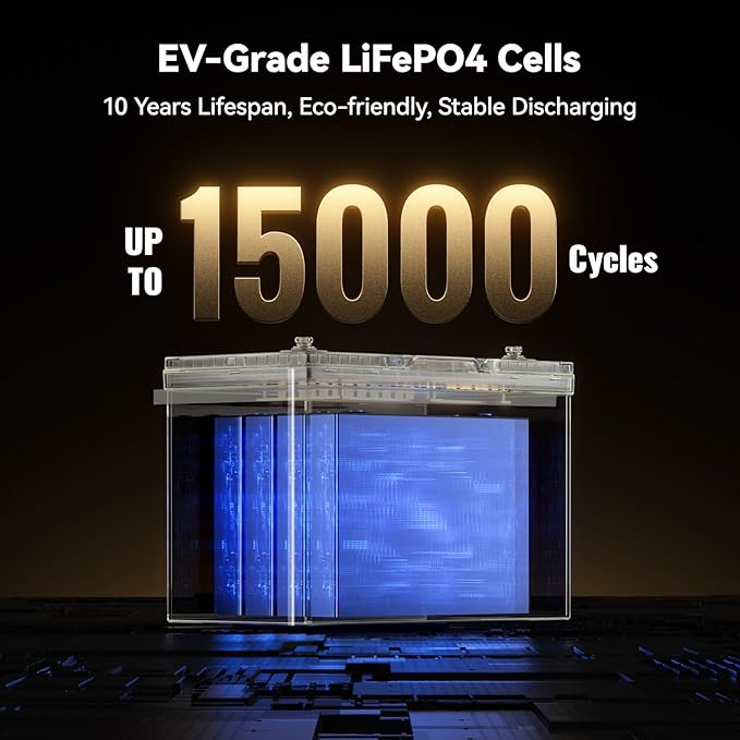 Power Queen 12V 125Ah Group 27 Bluetooth LiFePO4 Battery,1600Wh Energy Lithium Battery with Low-Temp Protection Max. 15000 Cycles for RV, Solar System, Trolling Motor