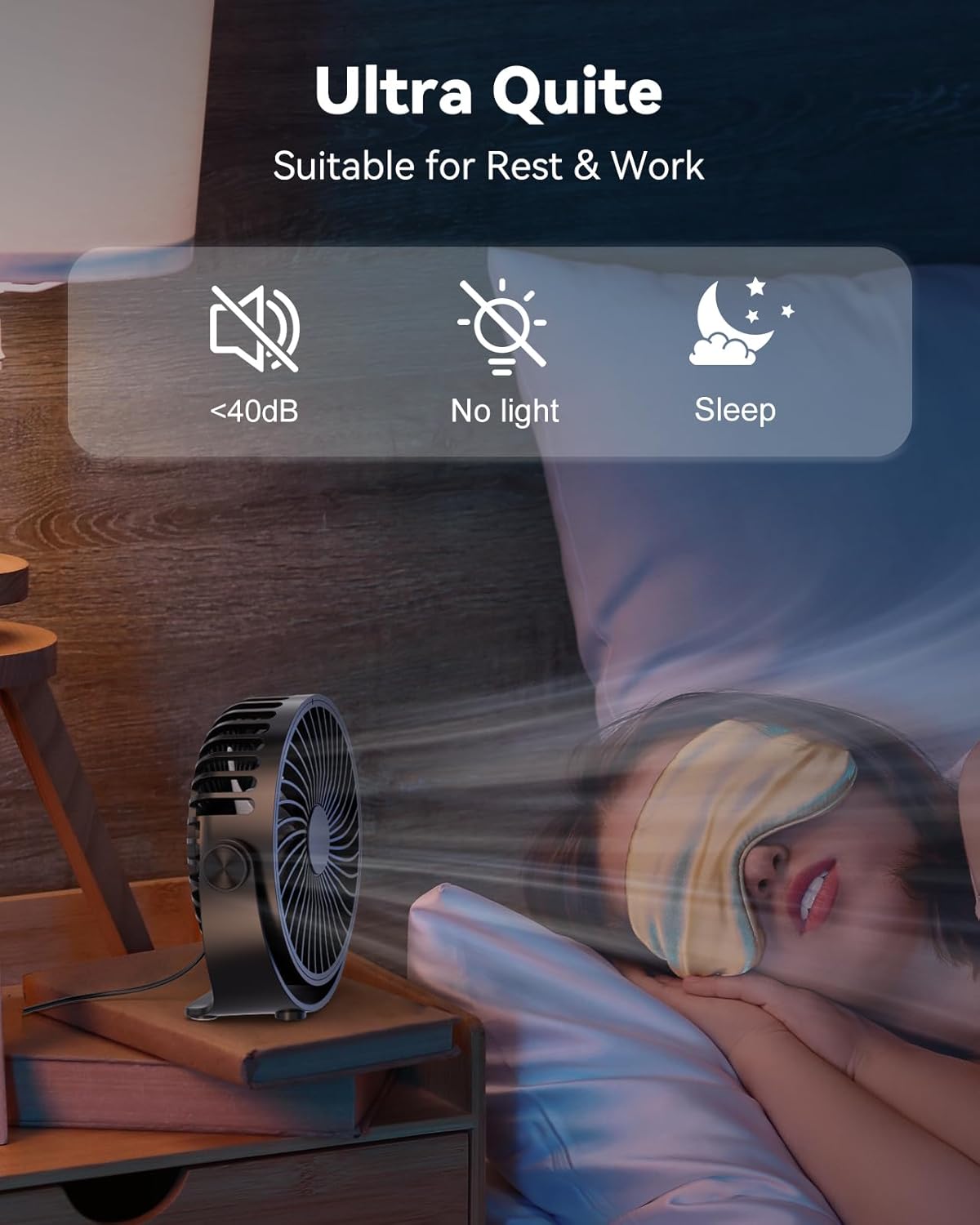 USB Desk Fan, 5 Inch Mini Portable, 3 Speeds Strong Airflow Personal Desktop, Detachable Cooling Fan 360° Rotation Quiet Small Fan for Desk Home Office Travel Car, Black, 5ft Cable