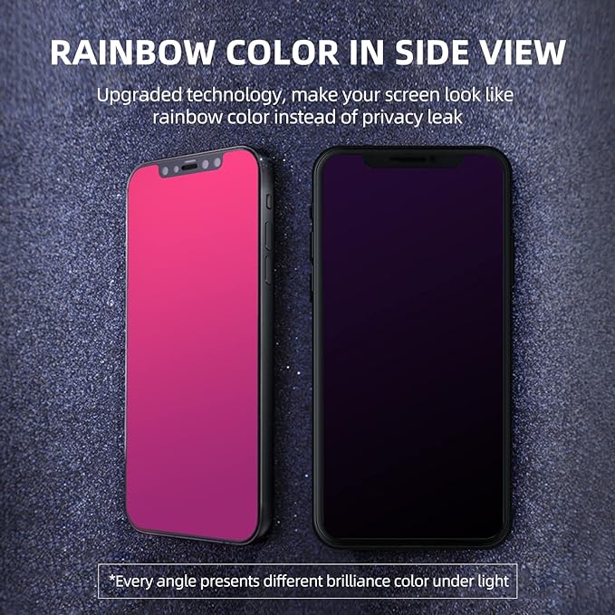 EGKimBa Privacy Screen Protector compatible with iPhone 12 /iPhone 12 Pro, 6.1 inch Gradient Colorful Electroplated Anti-Spy Anti-Blue Light Easy Installation Tempered Glass