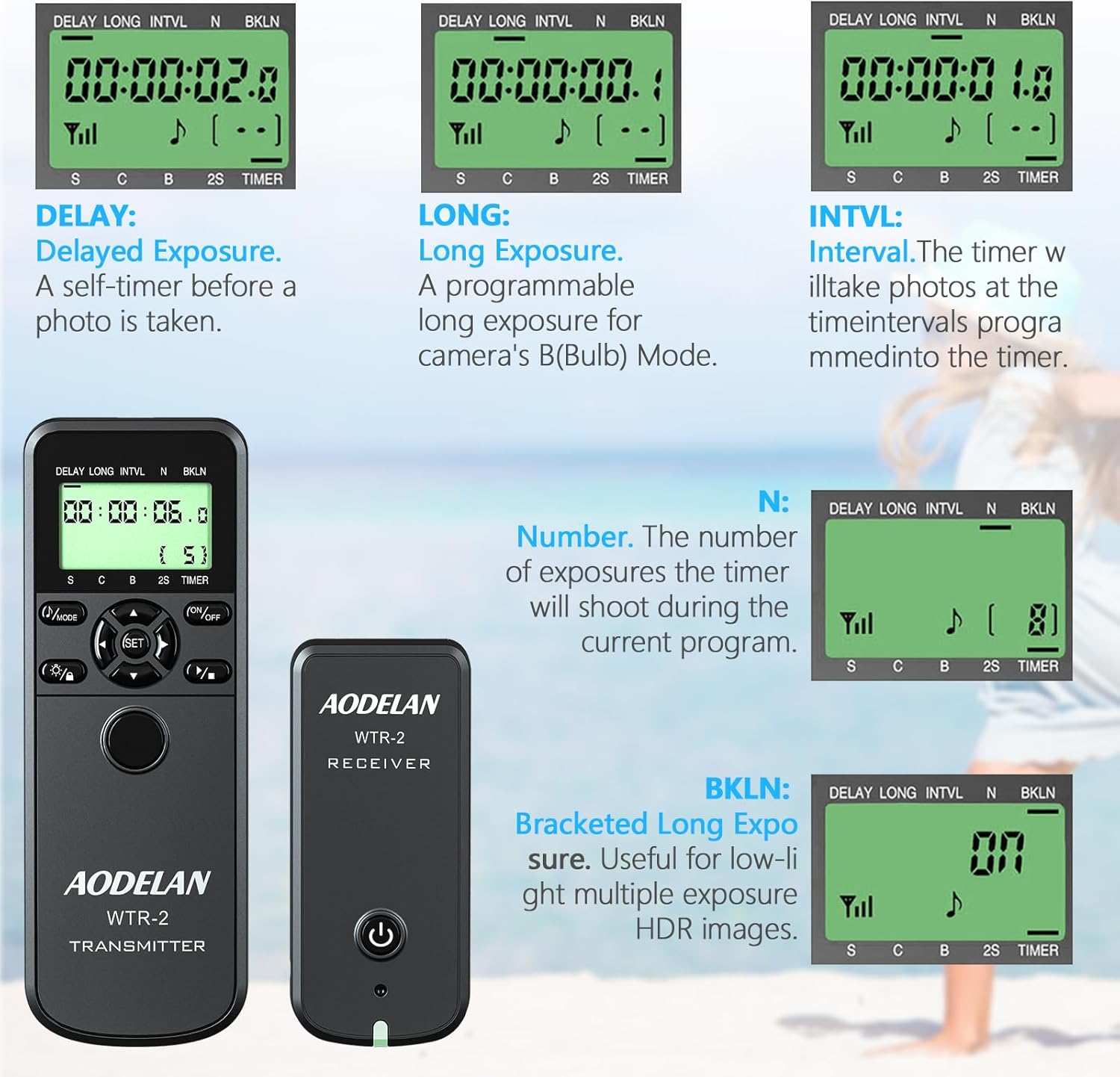 AODELAN Camera Wireless Timer Remote Control with Intervalometer Wired Shutter Release Cable for Panasonic GH5 G1GH1GH2 GH5 G85 GX7 GX8 FZ2500 FZ200 FZ1000 FZ200 FZ150 Cameras and for Olympus Cameras