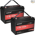 2 pack 12V 100Ah LiFePO4 Lithium Battery Built-in 100A BMS, 6000+ Cycles, 1280Wh, High Energy Density, Ideal for RVs, Boats, and Off-Grid Applications