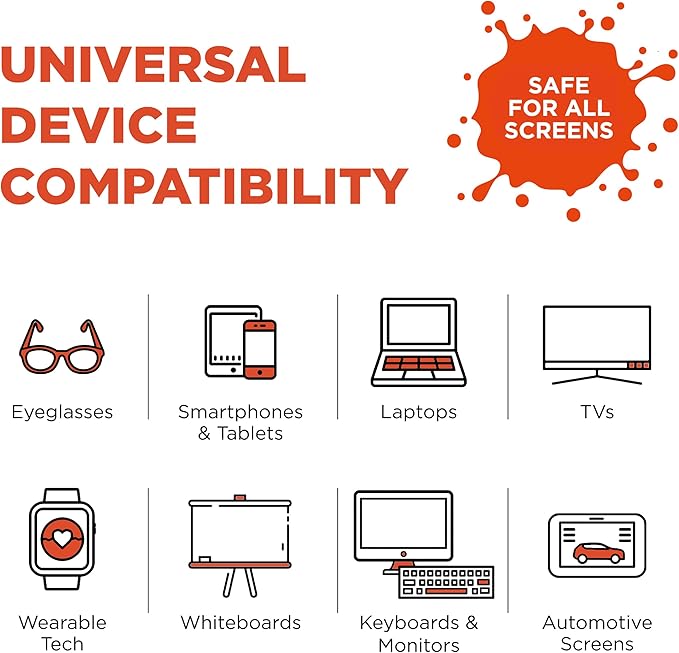 WHOOSH! Screen Shine Pro 16.9 fl oz Refillable Screen Cleaner for TV, OLED, and Monitors – Streak-Free Spray with Microfiber Cloth – Safe for Flat Screen, LCD, Smart Displays – Non-Toxic and Odorless