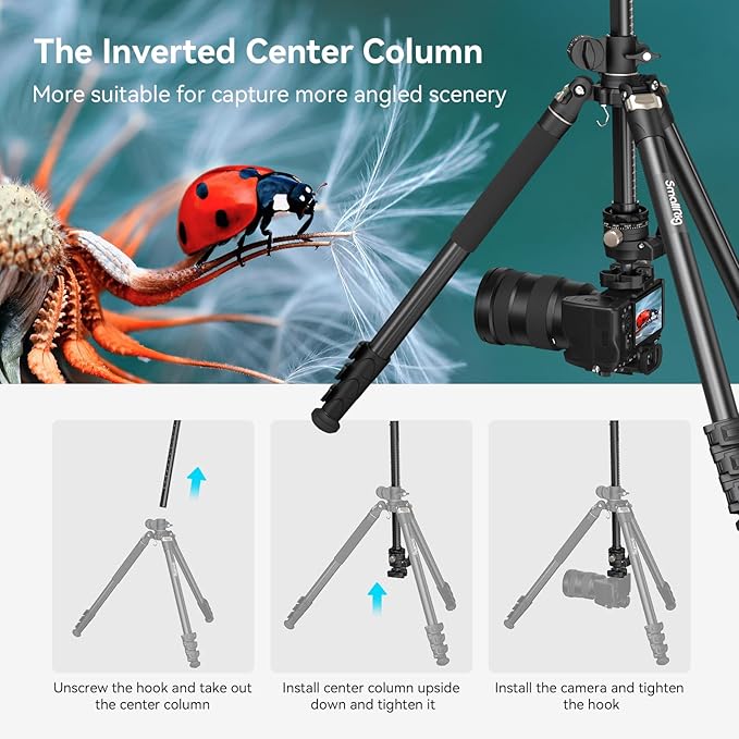 SmallRig CT200 72.8"/200cm Horizontal Overhead Tripod for Camera with Smartphone Holder & Carrying Bag, 33lb Max Load Aluminum Horizontal Camera Tripod for Overhead Shots