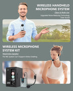 ttstar Wireless Microphone System Headset/Stand/Lavalier Mic with Rechargeable Bodypack Transmitter Receiver for PA Speaker, Camera, Recording, Teaching, Church