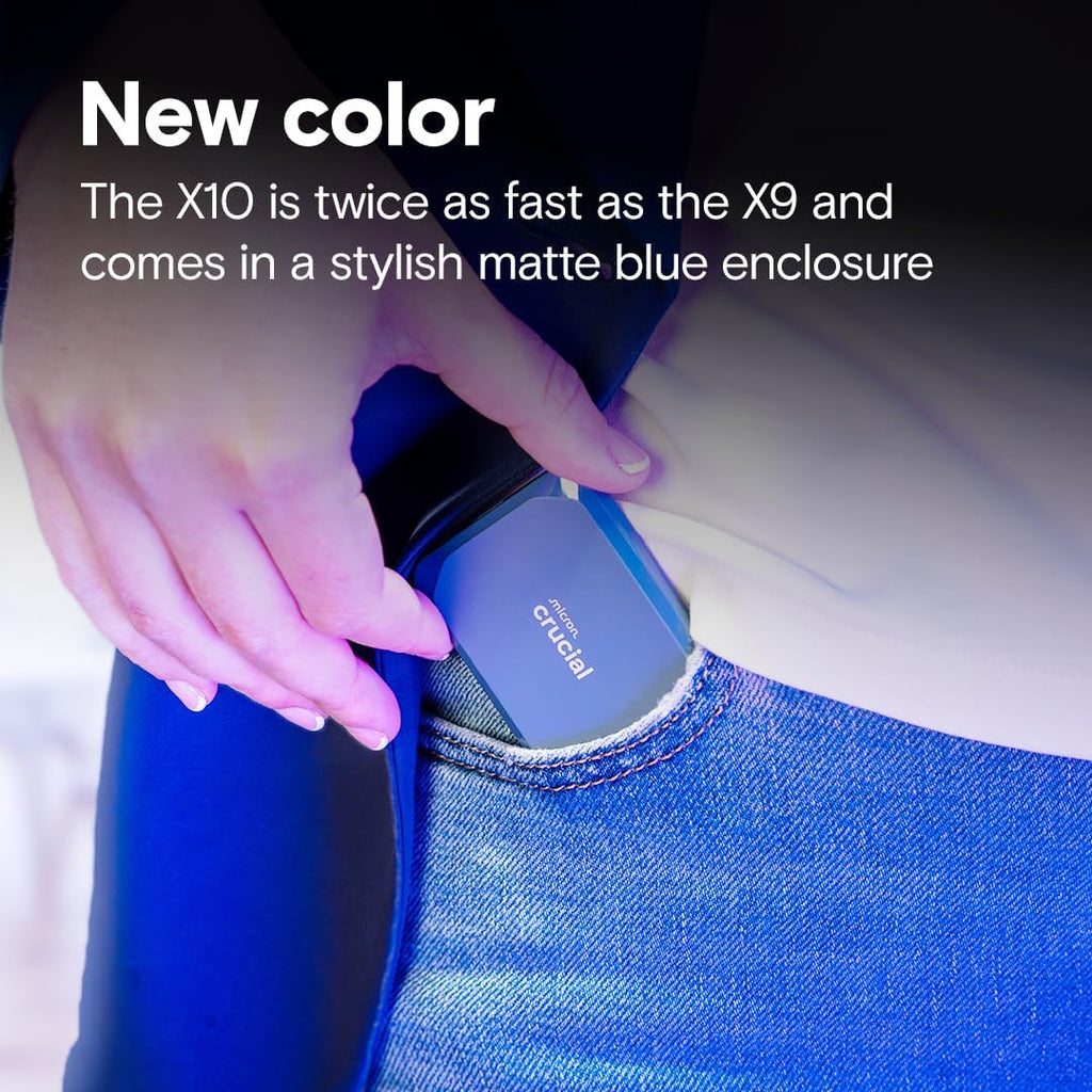 Crucial X10 6TB Portable SSD, Up to 2,100MB/s, USB 3.2 USB-C, External Solid State Drive, Compatible with Windows, Mac & Android, Durable Storage for Games, Photos & Files, Blue - CT6000X10SSD9-02