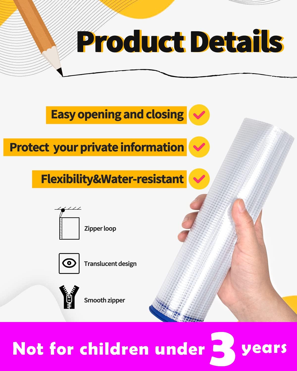 SUNEE Mesh Zipper Pouch 10x14 in (Black, 24 Packs), Extra Large Water-Resistant Zip Bag for School Office Supplies, Puzzles & Games Organizing Storage