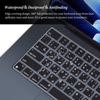 Arabic Keyboard Cover Skin Compatible with Apple 2025 2024 2023 2022 MacBook Air Laptop with M4 M3 M2 chip 15.3 inch A3241 A3114 A2941/MacBook Air 13.6 inch A2681 A3113 A3240 Keyboard Protector-Black