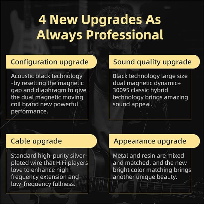 KZ ZSN PRO X in Ear Monitor Headphones Gaming Earbuds, High Fidelity Wired Earbuds, Hybrid Dual Driver IEMS Earphones with 1BA 1DD Detachable Tangle-Free Cable for Computer Tablet (Gold, Without Mic)