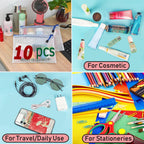 AUSTARK 10 Pcs Zipper File Bags, Waterproof Plastic Mesh Pouch for Office School, Board Game Storage Bags (A5 Size 9.2''x6.7'', White and Blue)