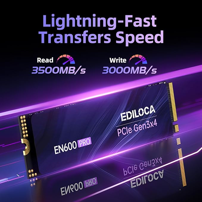 EN600 PRO SSD 2TB PCIe 3.0 Gen 3x4, NVMe M.2 2280, Up to 3500MB/s, Internal Solid State Drive, SLC Cache 3D NAND TLC, Graphene Cooling Sticker, Storage for PC, Desktop and Laptops