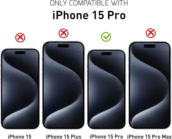 Screen Protector Tempered Glass Compatible with Apple iPhone 15 Pro (2 Pack)