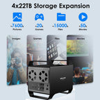 WAVLINK 4-Bay Hard Drive Enclosure for 3.5" and 2.5'' SATA HDD/SSD Featuring 10Gbps USB-C 3.2, Max 88TB Capacity, Built-in Temp-Controlled Cooling Fans, 4K HDMI Stunning Video Output, Aluminum Shell