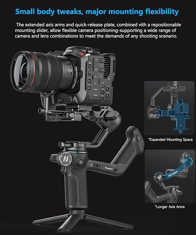 FeiyuTech SCORP 3 KIT Gimbal Stabilizer for DSLR and Mirrorless Camera,Built-in AI Tracking,Detachable Handle,3-Axis Gimbal for Sony/Canon/Nikon/Fujifilm, Max 7.721lbs,Touch Screen with Case