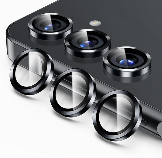 Korecase for Galaxy S25 Plus Camera Lens Protector, 9H Tempered Glass Anti Scratch Camera Screen Protector Shockproof Film Shcokproof Metal Ring Lens Protecor for Galaxy S25+Plus (Black)