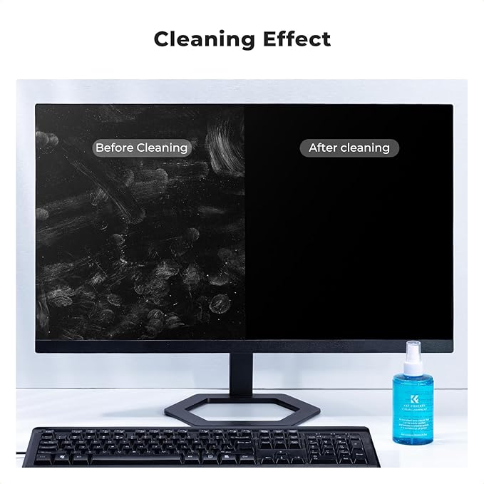 KF Concept Screen Cleaner Spray, with 2 Microfiber Cleaning Cloth, Touchscreen Cleaning Kit for LCD LED DVD TV, Smartphone, iPad, Laptop, Tablet Monitor, Computer Monitor, Electronic Devices (200ml)
