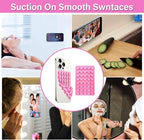 (3 Pack) Double Sided Silicone Suction Cup Phone Case Mount, Hands-Free Silicon Phone Grip with Higher Suction Power for Selfies and Videos, Non Slip Phone Accessories, Pink