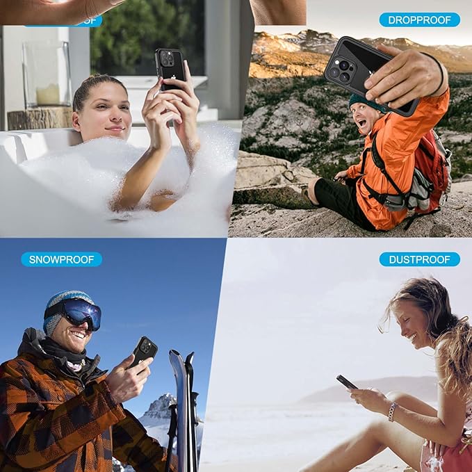 Lanhiem for iPhone 16 Pro Case, IP68 Waterproof Dustproof Shockproof 16 Pro Cases with Built-in Screen Protector, Protective Heavy Duty Rugged Phone Cover for iPhone 16 Pro - 6.3 inch (Black/Clear)