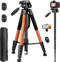 Tripod for Camera, 72" Tall Camera Tripod & Monopod with Remote, Professional Heavy Duty Compact Camera Stand for Phone, DSLR, Spotting Scope, Telescope, Binocular