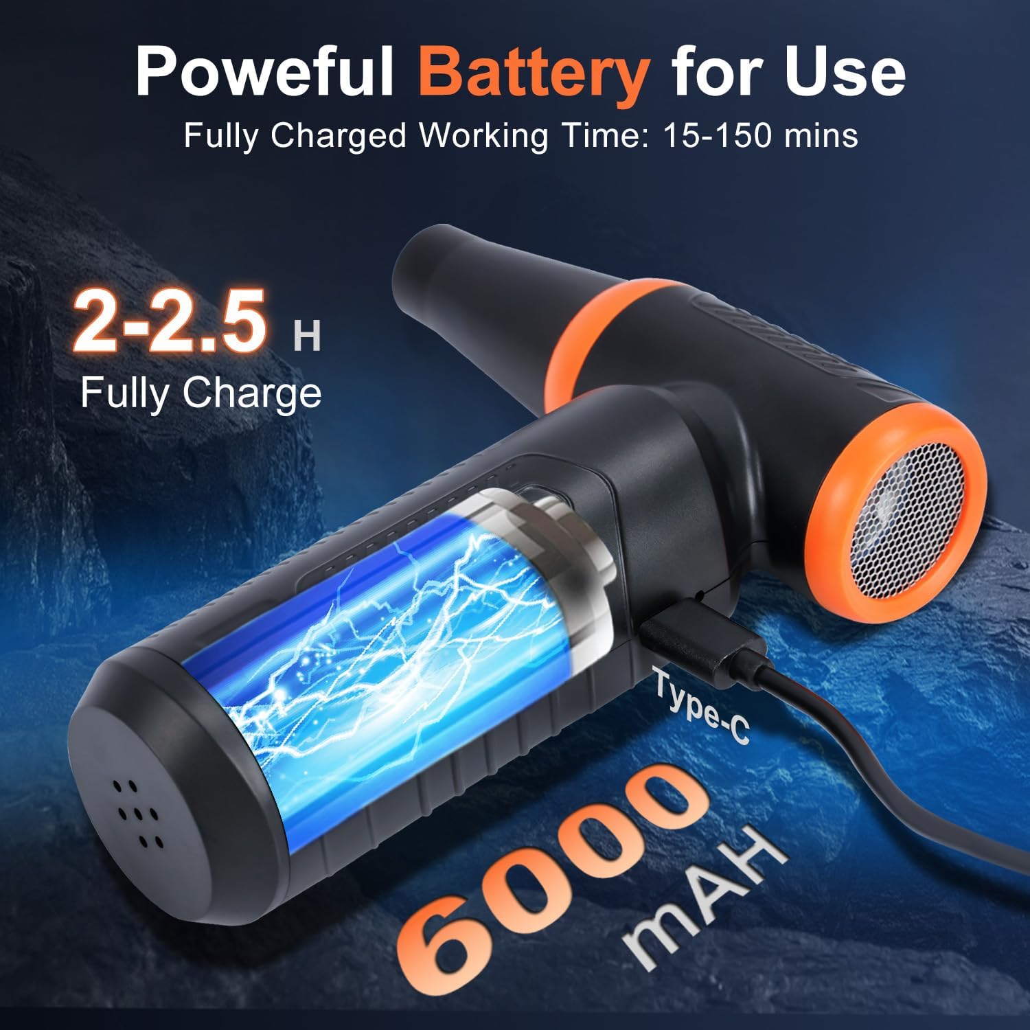 Compressed Air Duster, 300,000RPM Powerful Electric Air Duster, No Canned Air Duster-Replace Compressed Air, 3 Gear Adjustable High-Speed Air Blower for Office, Home,Car, Computer, Keyboard